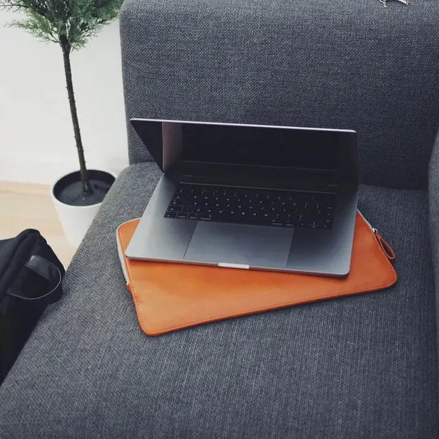 Laptop on Leather Portfolio