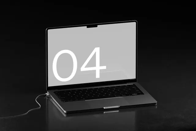 Laptop Mockup with Large Number Graphic