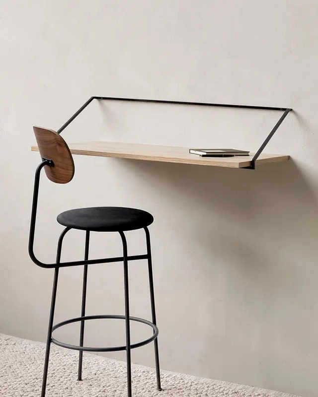 Minimalist Wall-Mounted Desk and Stool