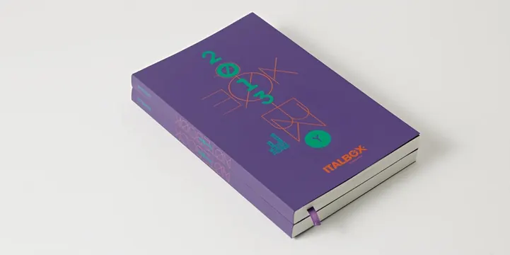 Purple Book Mockup with Line Art