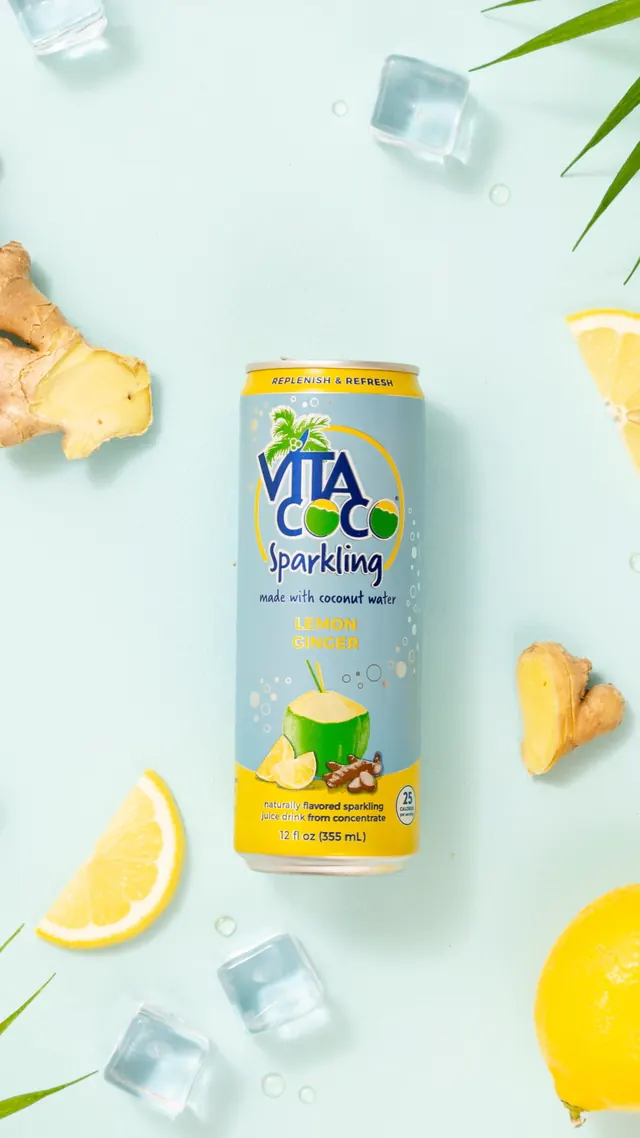 Vita Coco Sparkling Lemom, photographic, minimal, pastel