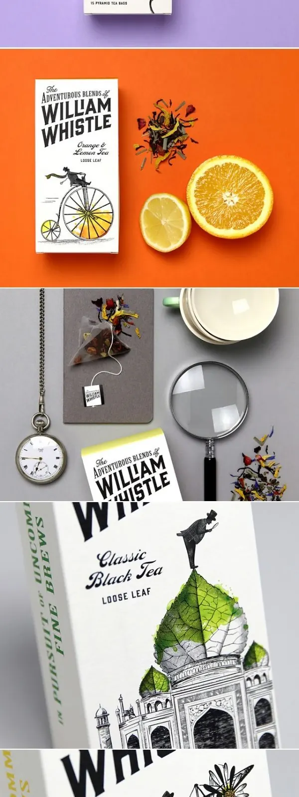 William Whistle Tea and Coffee Packaging, minimal, editorial, light