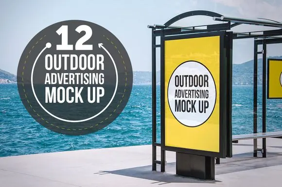Outdoor Advertising Mock Up, photographic, minimal, light
