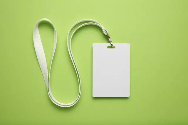 Mockup badge, name tag id, lanyard card., minimal, photographic, light