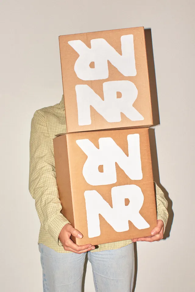 Packaging cardboard box design for Nova Radix wines, photographic, minimal, light