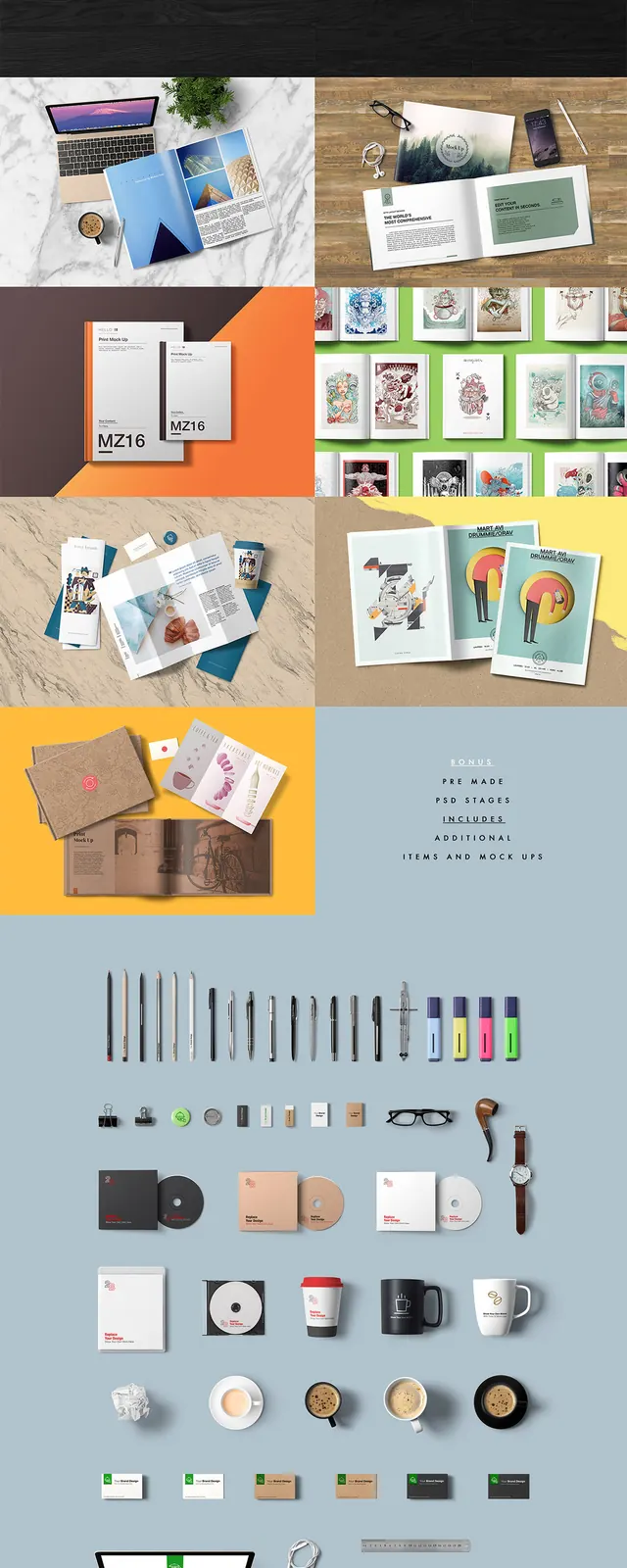 Print Mock Up Pack - Intro Sale, editorial, photographic, dark