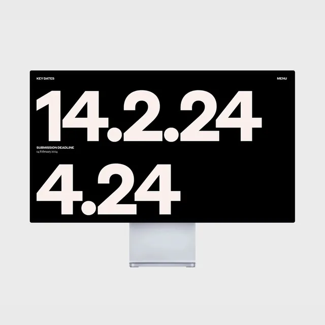 Event deadline graphic with oversized type, minimal, technical, monochrome