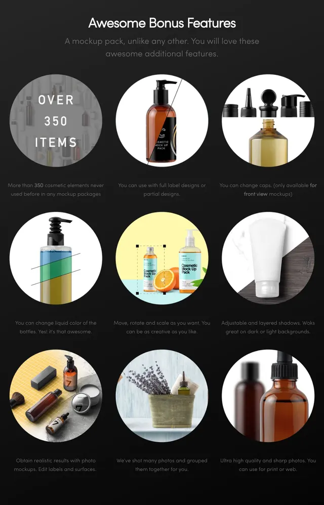 Cosmetic Packaging Branding MockUp, editorial, dark-mode, dark