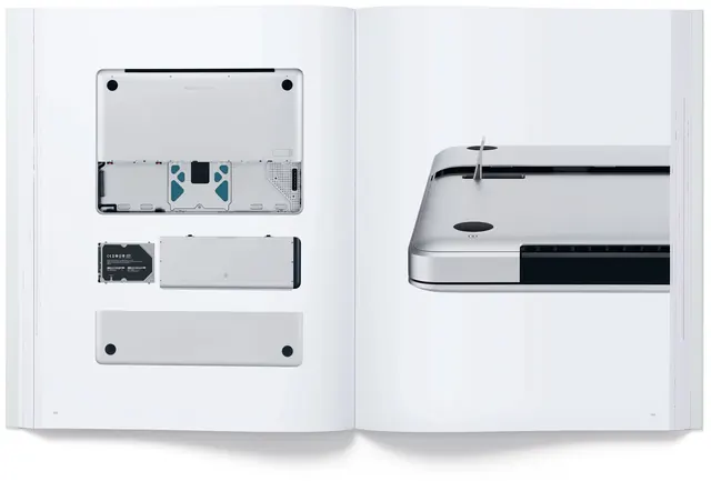 MacBook Pro product documentation spread, minimal, corporate-clean, light