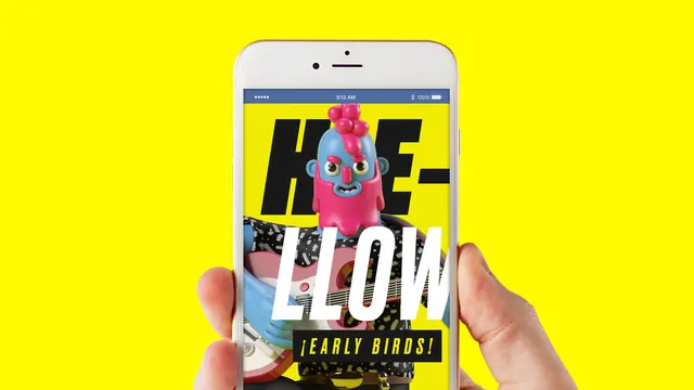 Yellow Smartphone Mockup with Graphic