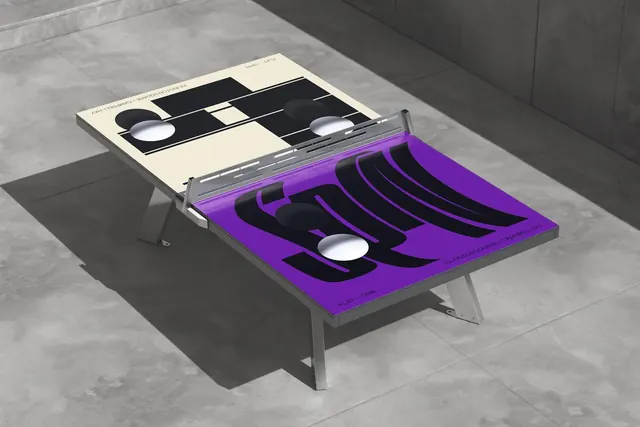 Art of Ping Pong custom table, minimal, geometric, vibrant