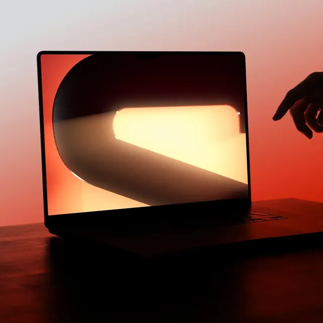 Abstract 3D Render on Laptop Screen