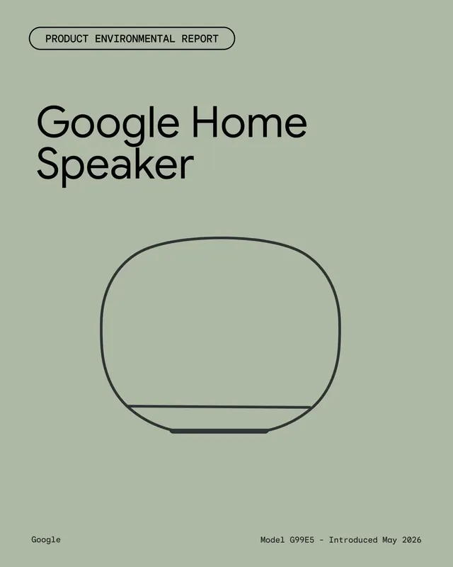 Google Home Speaker design story and sustainability focus (slide 3)
