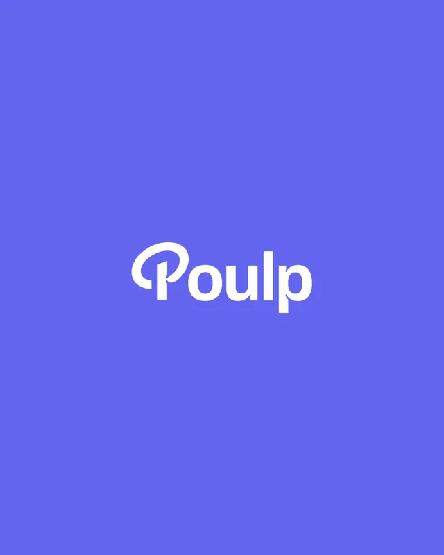Poulp fintech app identity and design system (slide 2), gradient-heavy, 3d-render, vibrant