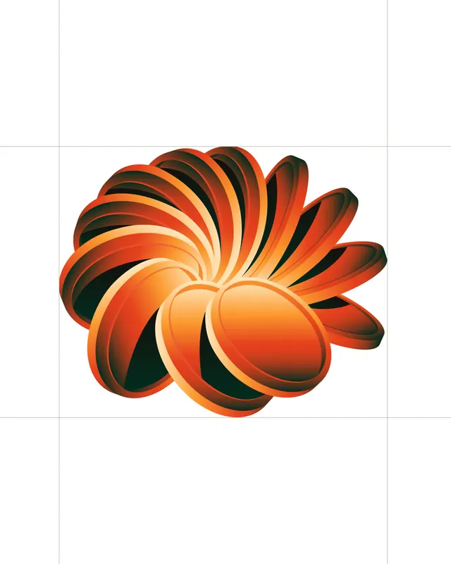 Poulp fintech app identity and design system (slide 19), gradient-heavy, 3d-render, vibrant