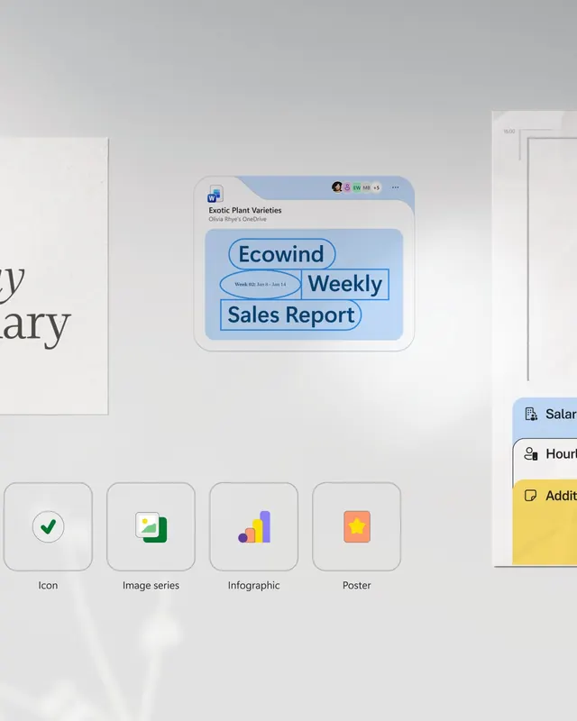 Microsoft Copilot design case study (slide 3), minimal, corporate-clean, light