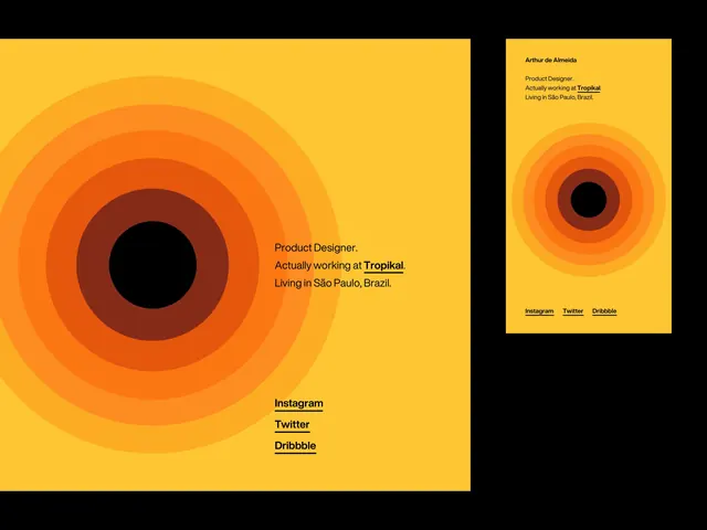 Portfolio designer business card yellow eye, playful, geometric, vibrant