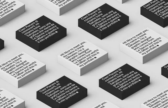 Isometric 3D business cards, black and white, 3d-render, minimalist, dark