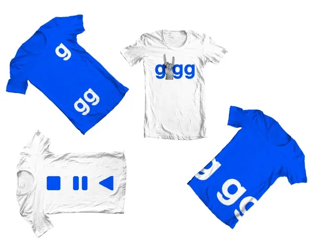 Gigg branding t-shirts and icons, playful, minimal, vibrant