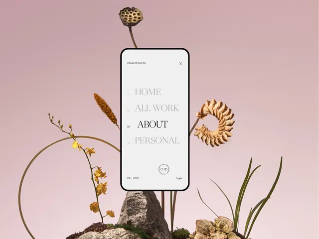 Botanical mockup portfolio interface, minimalist, organic, light