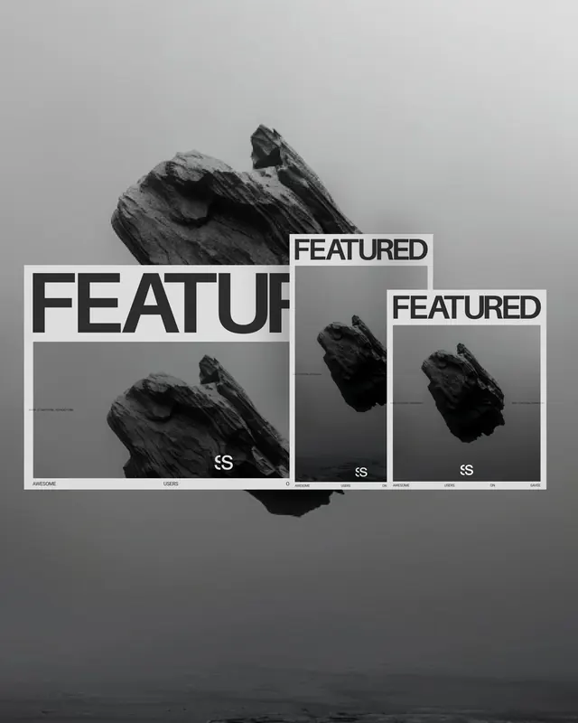 Featured poster mockup with black and white textured image, minimal, bold, monochrome