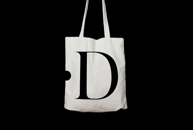 Monochrome Tote Bag with Letter D