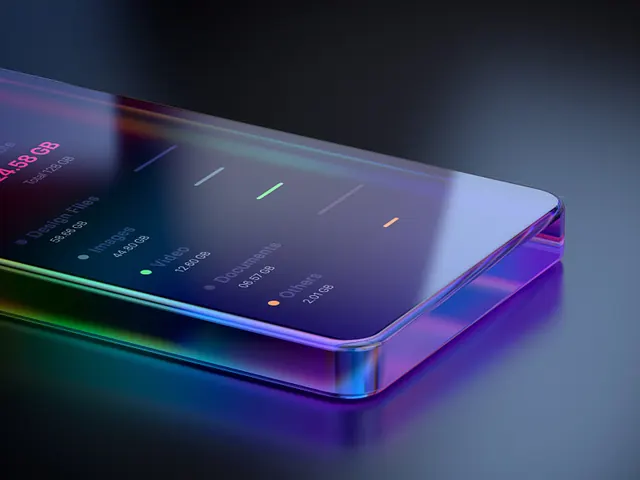 App UI presentation 3D mockup, 3d-render, glassmorphism, vibrant
