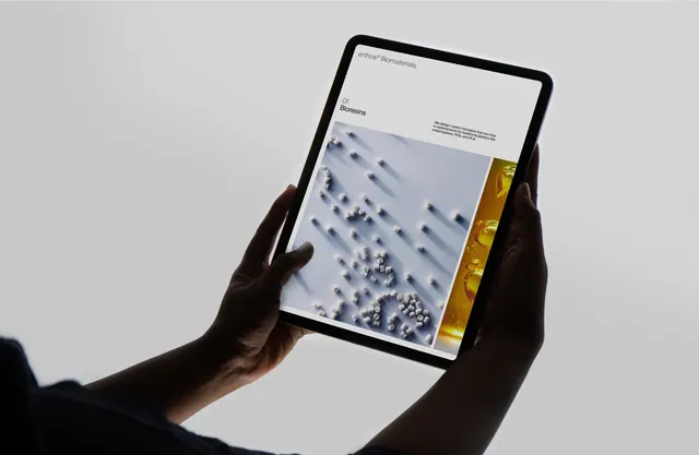 Website design on tablet mockup, minimal, photographic, light