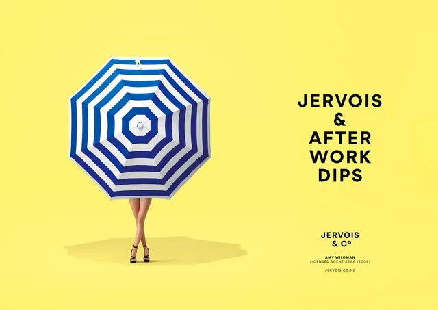Jervois & Co real estate branding, playful, geometric, vibrant