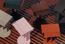 3D geometric mockup scene with warm tones, 3d-render, geometric, warm
