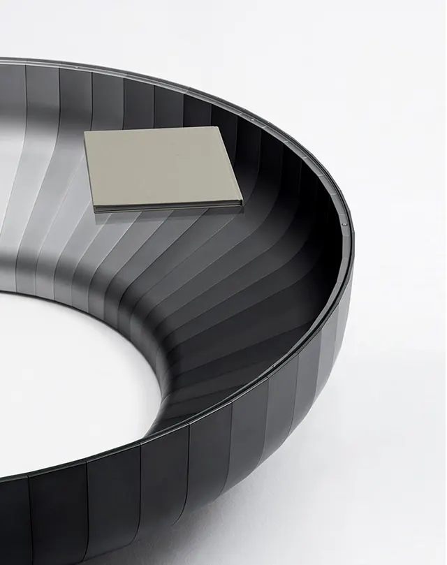 Curved architectural form with card mockup, 3d-render, minimalist, monochrome