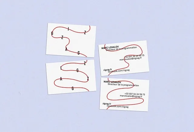 Business cards with continuous line drawing design, minimal, line-art, warm