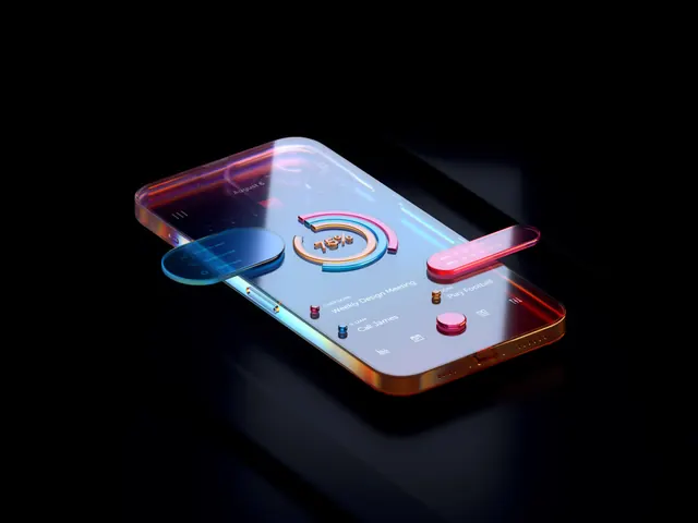 3D Smartphone Interface Mockup, 3d-render, glassmorphism, vibrant