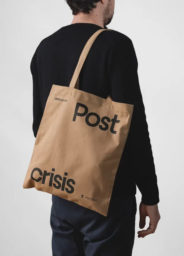 Postcrisis tote bag, minimal, light