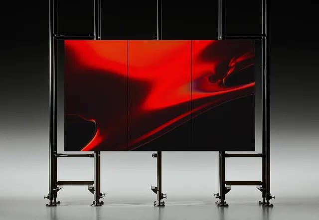 Red Abstract Digital Display, minimal, dark-mode, dark