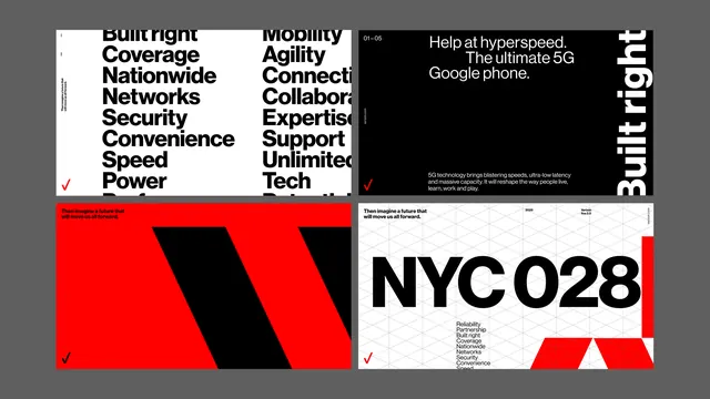 Verizon 5G network capabilities grid, corporate-clean, technical, high-contrast