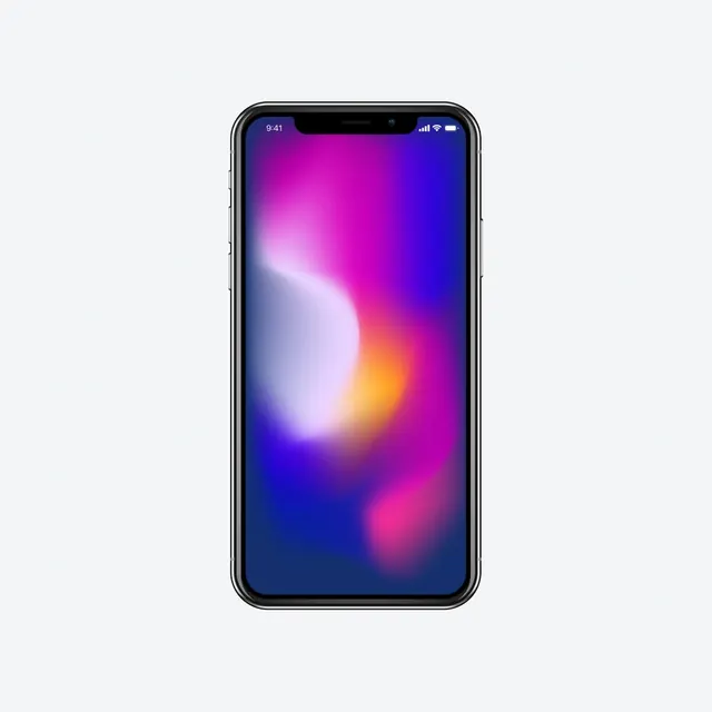 iPhone mockup with gradient wallpaper, gradient-heavy, photographic, vibrant