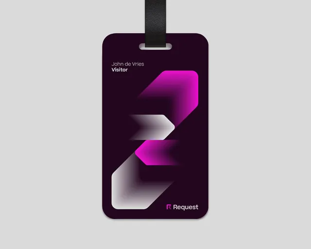 Request event ID badge with gradient shapes, dark-mode, gradient-heavy, dark