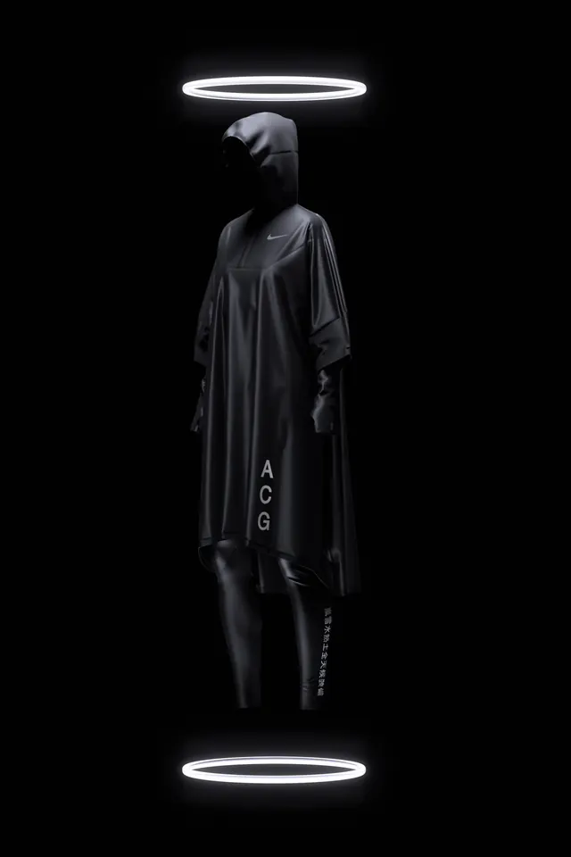 Nike ACG concept vertical composition, editorial, dark-mode, dark