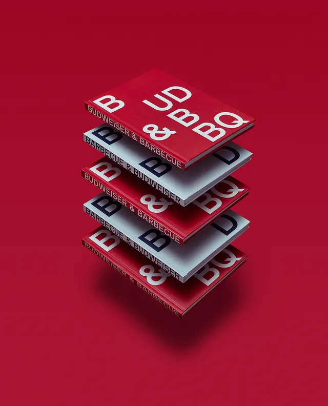 3D isometric Budweiser & Barbecue packaging mockup, 3d-render, graphic, vibrant