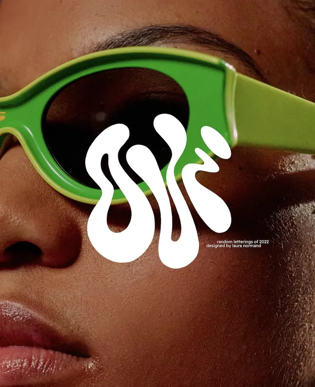 Creative lettering with green eyeglasses product shot, photographic, playful, vibrant