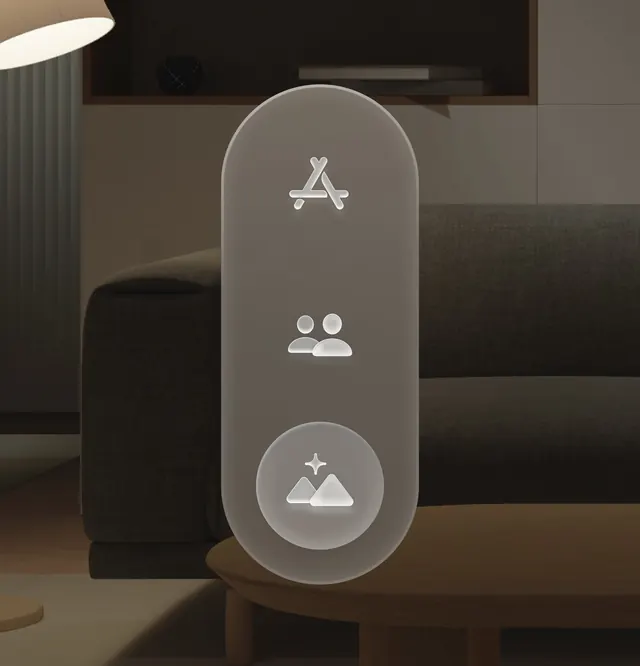 Frosted glass smart control panel mockup, minimal, monochrome, muted