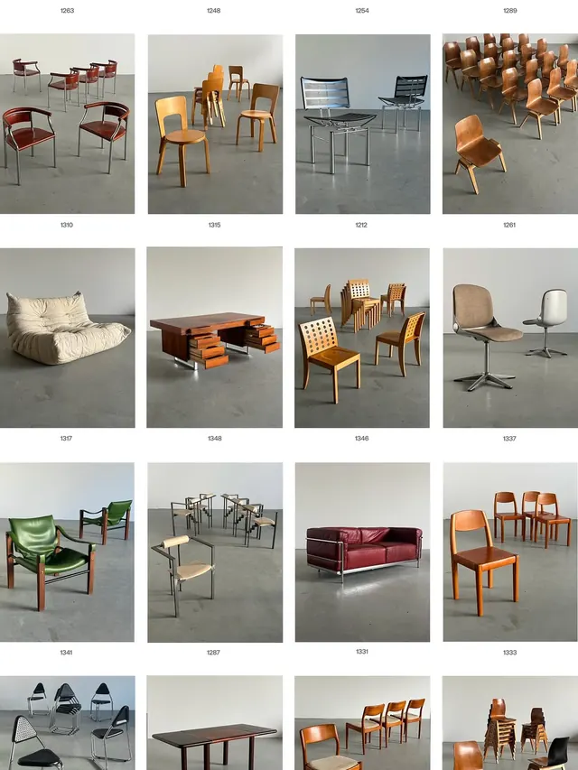 Furniture design catalog grid, minimal, corporate-clean, light