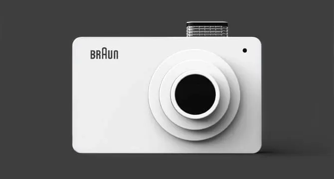 Minimalist white Braun camera, minimal, swiss, light