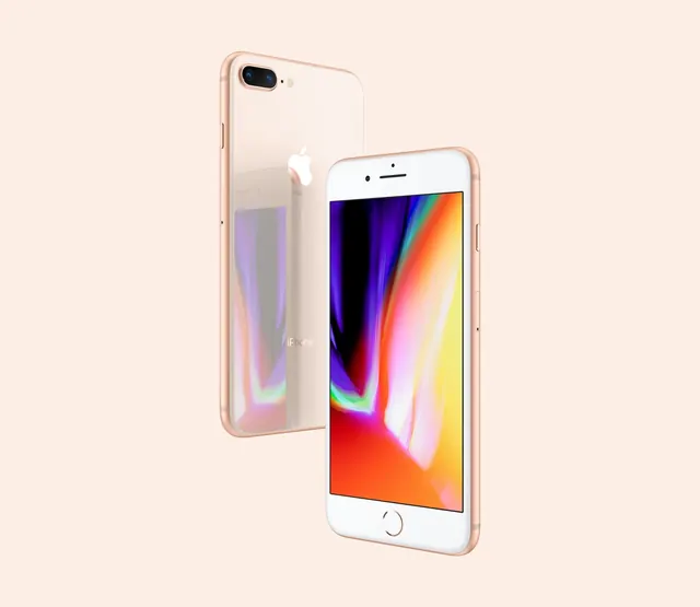 iPhone product mockup with gradient display, photographic, minimal, light
