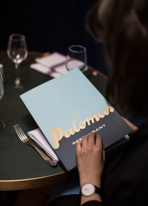 Restaurant menu cover with gradient type, minimal, luxury, muted