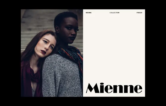 Mienne identity system concept, editorial, minimal, dark