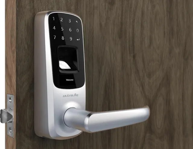 Ultraloq smart lock hardware, technical, minimal, light
