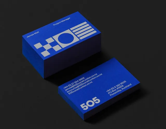 Isometric blue business card design, 3d-render, geometric, cool