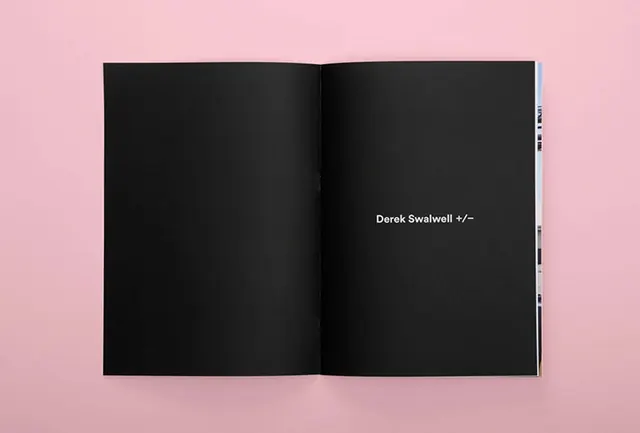 Black open book mockup on pink background, minimal, technical, light